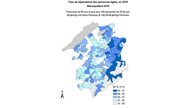 Taux de dépendance des personnes âgées, en 2019